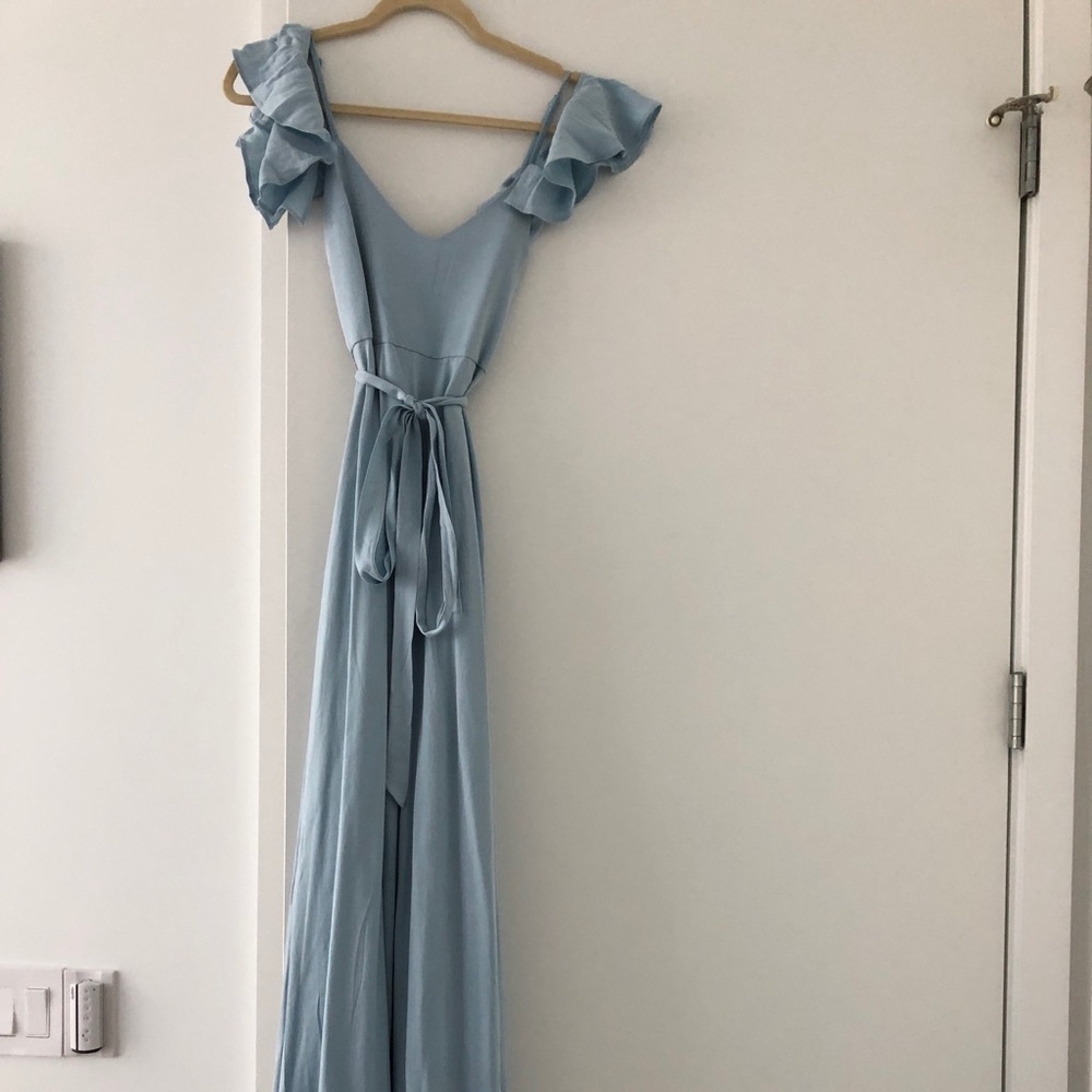 Lovers + Friends baby blue silk dress.